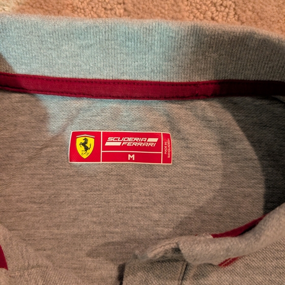 Scuderia Ferrari Gray Short Sleeve Polo Shirt Sz Medium Official Product - Picture 3 of 5